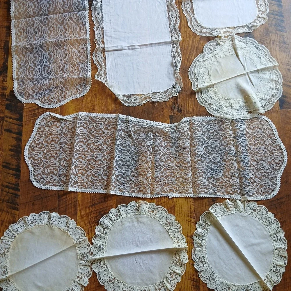 Vintage Linen Cutter Lot Dresser Scarves Runners Cottagecore  Crochet Lace